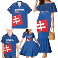 Custom Slovakia Football Family Matching Mermaid Dress and Hawaiian Shirt Come On Sokoli Falcon Pattern