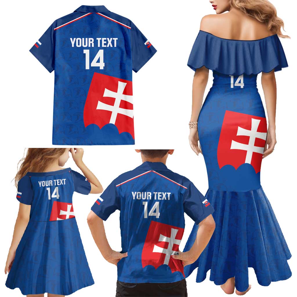 Custom Slovakia Football Family Matching Mermaid Dress and Hawaiian Shirt Come On Sokoli Falcon Pattern
