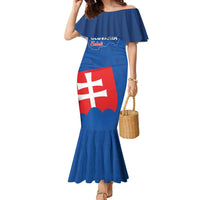 Custom Slovakia Football Family Matching Mermaid Dress and Hawaiian Shirt Come On Sokoli Falcon Pattern