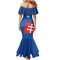 Custom Slovakia Football Family Matching Mermaid Dress and Hawaiian Shirt Come On Sokoli Falcon Pattern