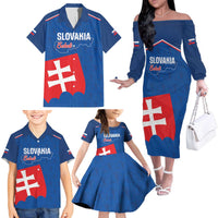 Custom Slovakia Football Family Matching Off The Shoulder Long Sleeve Dress and Hawaiian Shirt Come On Sokoli Falcon Pattern