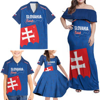 Custom Slovakia Football Family Matching Off Shoulder Maxi Dress and Hawaiian Shirt Come On Sokoli Falcon Pattern