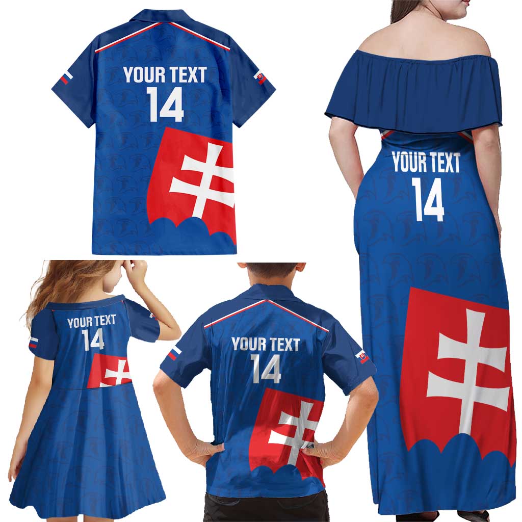 Custom Slovakia Football Family Matching Off Shoulder Maxi Dress and Hawaiian Shirt Come On Sokoli Falcon Pattern