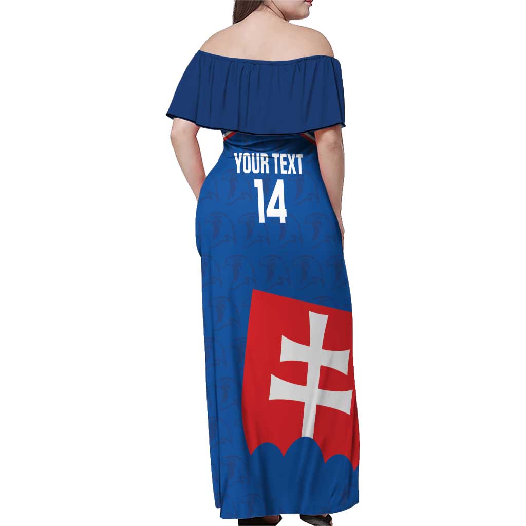 Custom Slovakia Football Family Matching Off Shoulder Maxi Dress and Hawaiian Shirt Come On Sokoli Falcon Pattern