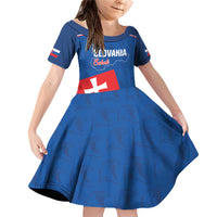 Custom Slovakia Football Family Matching Off Shoulder Short Dress and Hawaiian Shirt Come On Sokoli Falcon Pattern