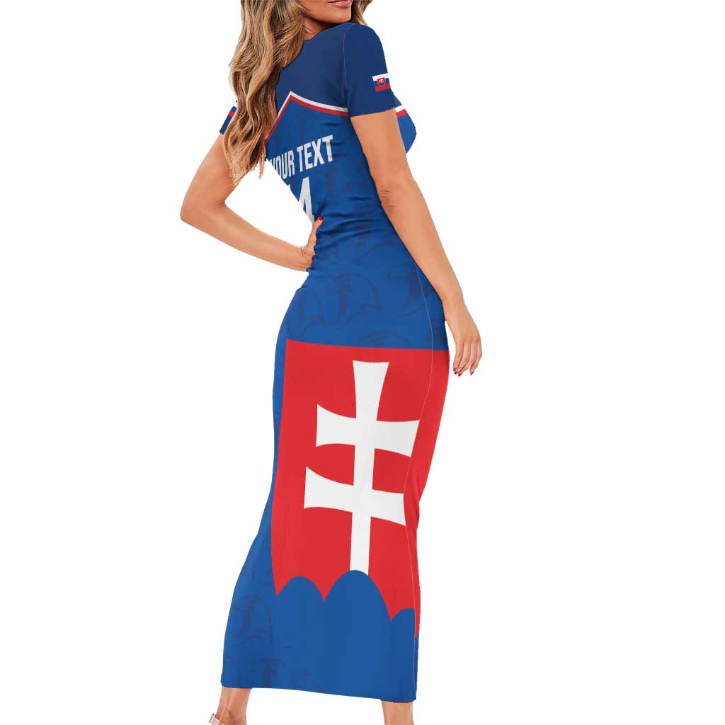 Custom Slovakia Football Family Matching Short Sleeve Bodycon Dress and Hawaiian Shirt Come On Sokoli Falcon Pattern