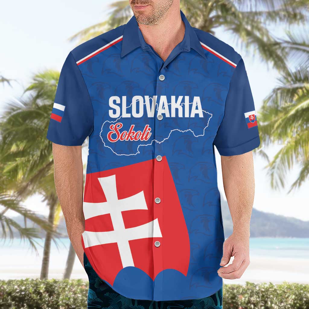 Custom Slovakia Football Hawaiian Shirt Come On Sokoli Falcon Pattern
