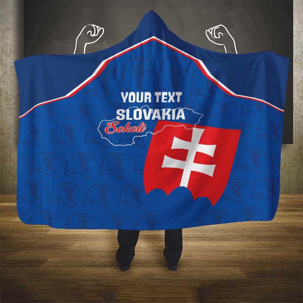 Custom Slovakia Football Hooded Blanket Come On Sokoli Falcon Pattern