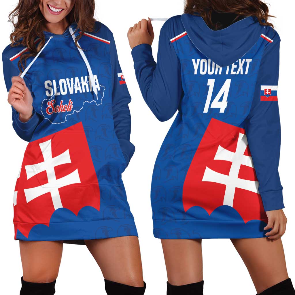 Custom Slovakia Football Hoodie Dress Come On Sokoli Falcon Pattern