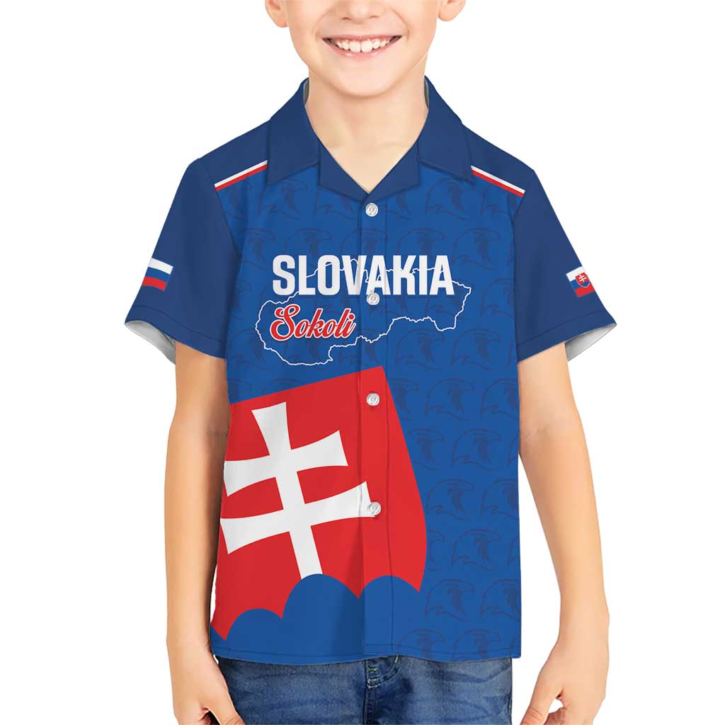 Custom Slovakia Football Kid Hawaiian Shirt Come On Sokoli Falcon Pattern