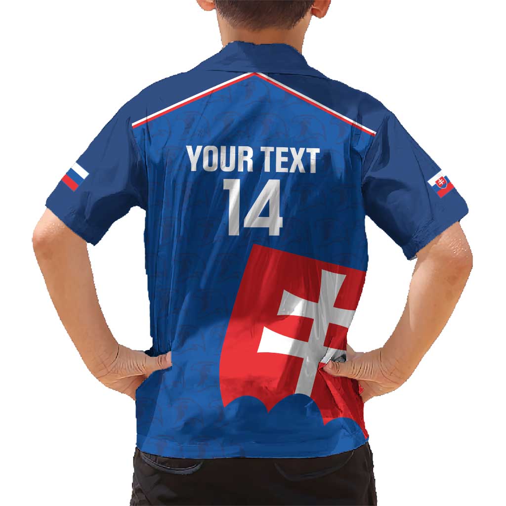 Custom Slovakia Football Kid Hawaiian Shirt Come On Sokoli Falcon Pattern