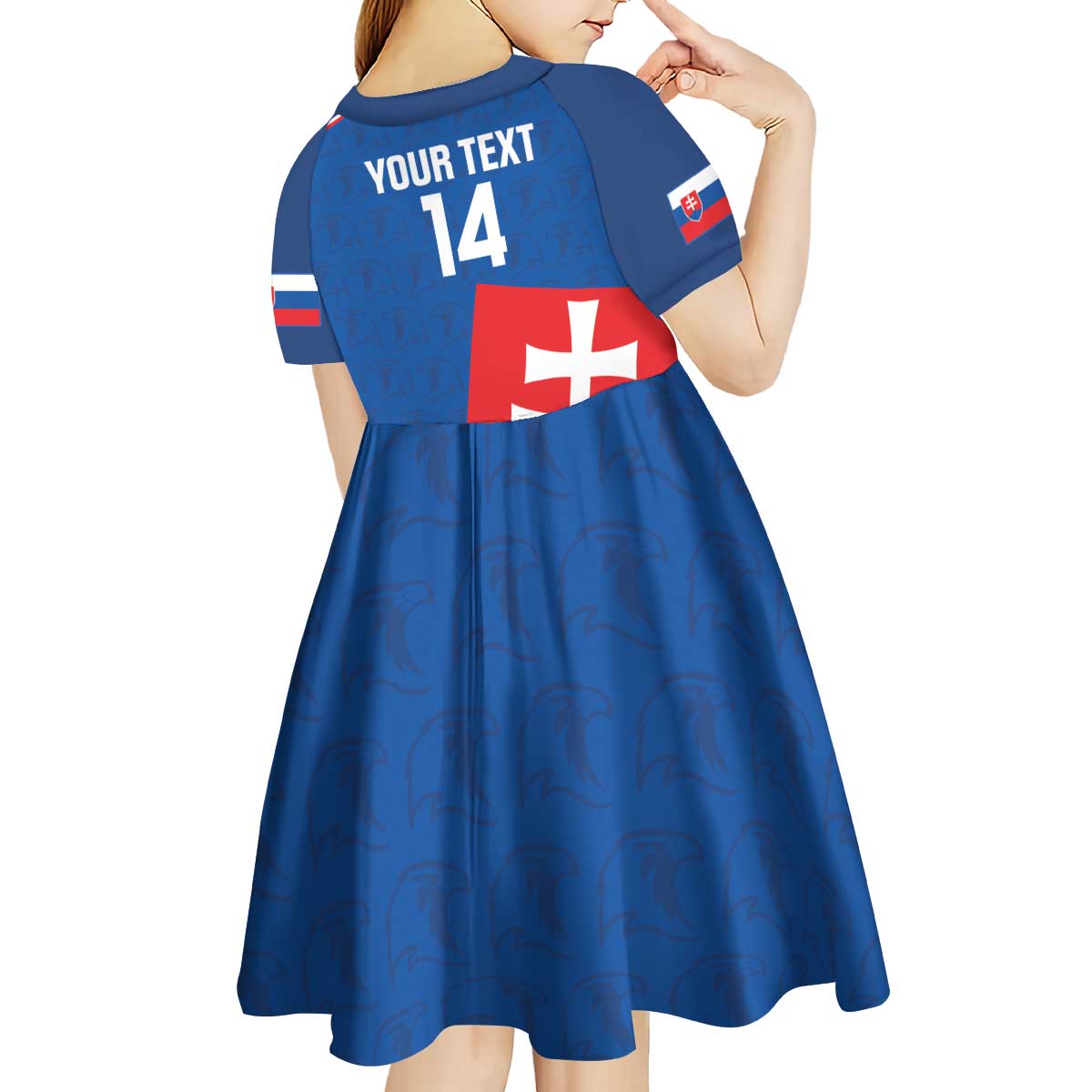 Custom Slovakia Football Kid Short Sleeve Dress Come On Sokoli Falcon Pattern