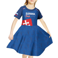 Custom Slovakia Football Kid Short Sleeve Dress Come On Sokoli Falcon Pattern