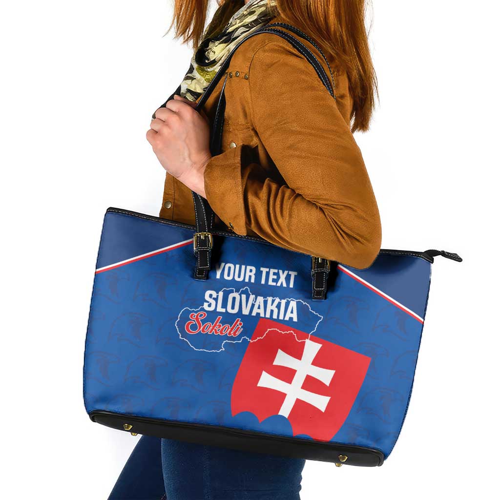 Custom Slovakia Football Leather Tote Bag Come On Sokoli Falcon Pattern