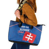 Custom Slovakia Football Leather Tote Bag Come On Sokoli Falcon Pattern