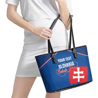 Custom Slovakia Football Leather Tote Bag Come On Sokoli Falcon Pattern