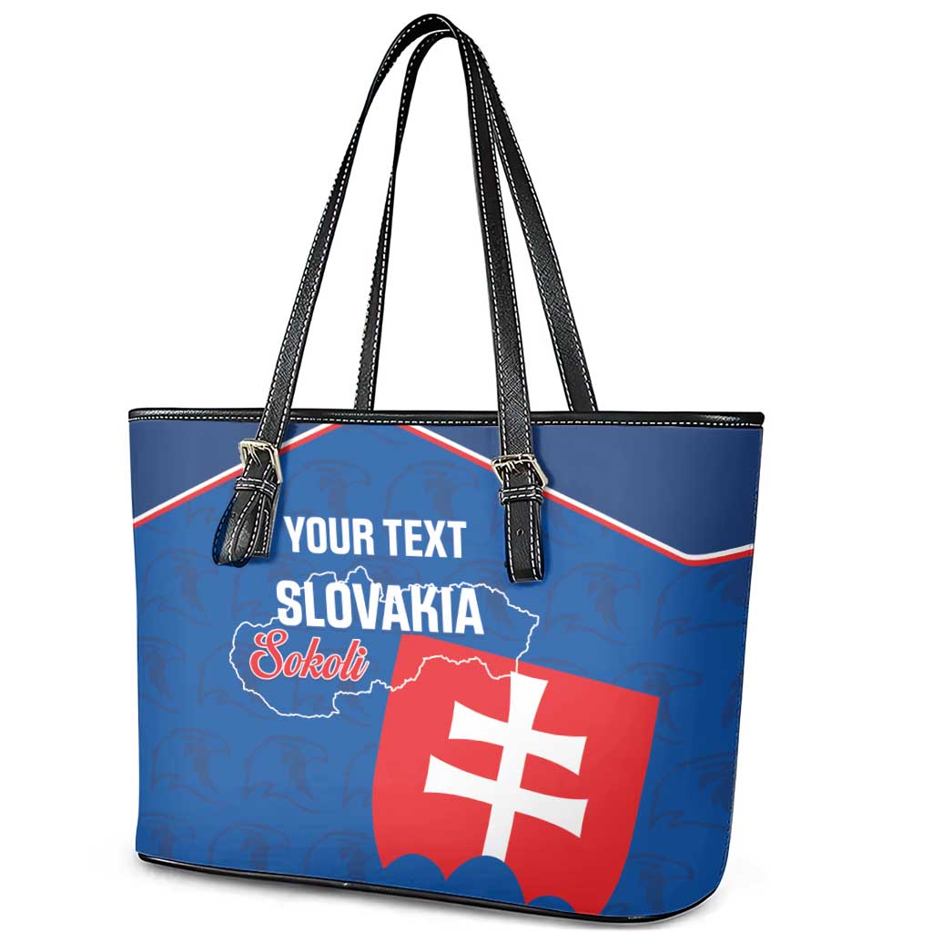 Custom Slovakia Football Leather Tote Bag Come On Sokoli Falcon Pattern