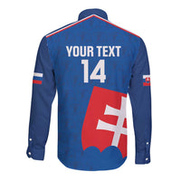 Custom Slovakia Football Long Sleeve Button Shirt Come On Sokoli Falcon Pattern