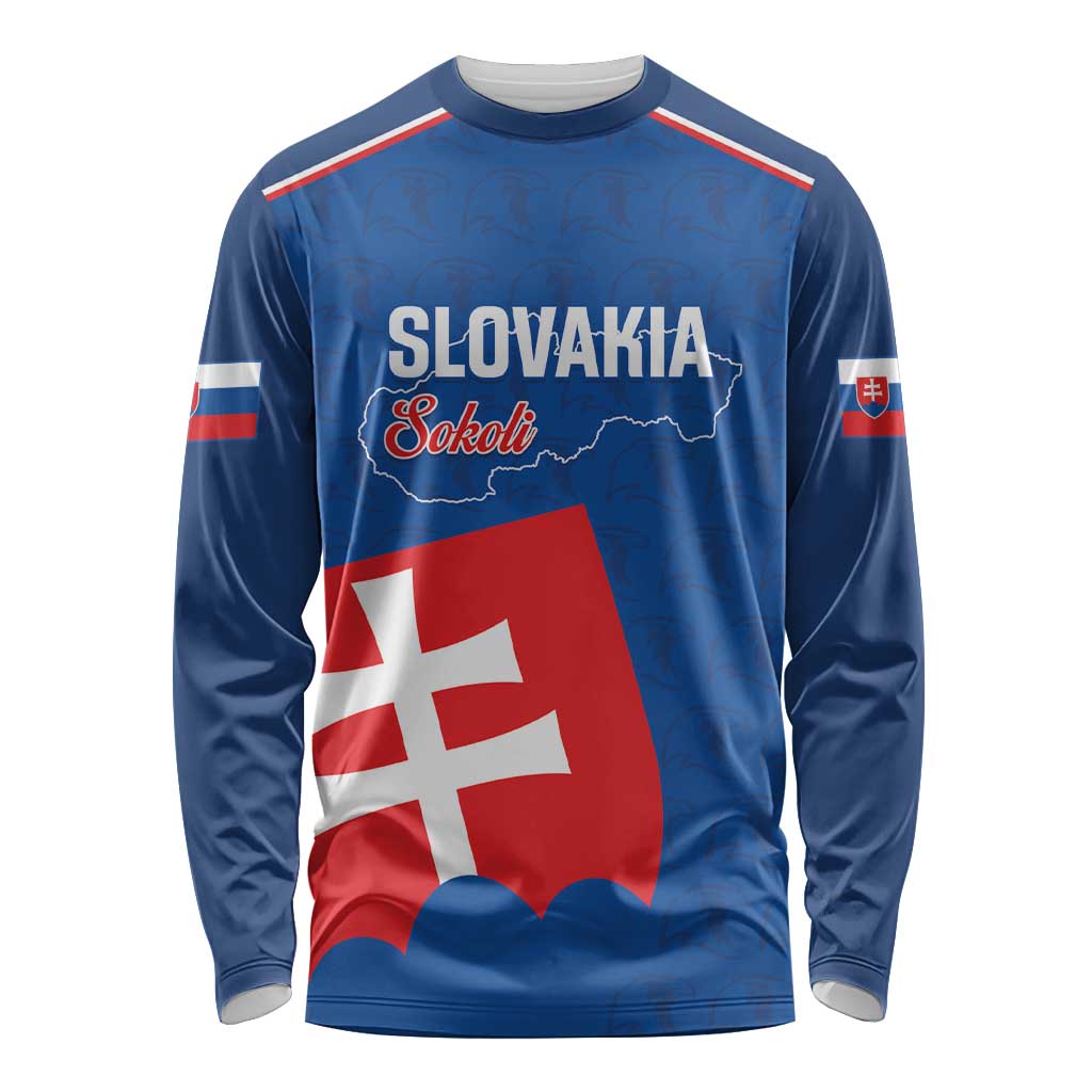 Custom Slovakia Football Long Sleeve Shirt Come On Sokoli Falcon Pattern