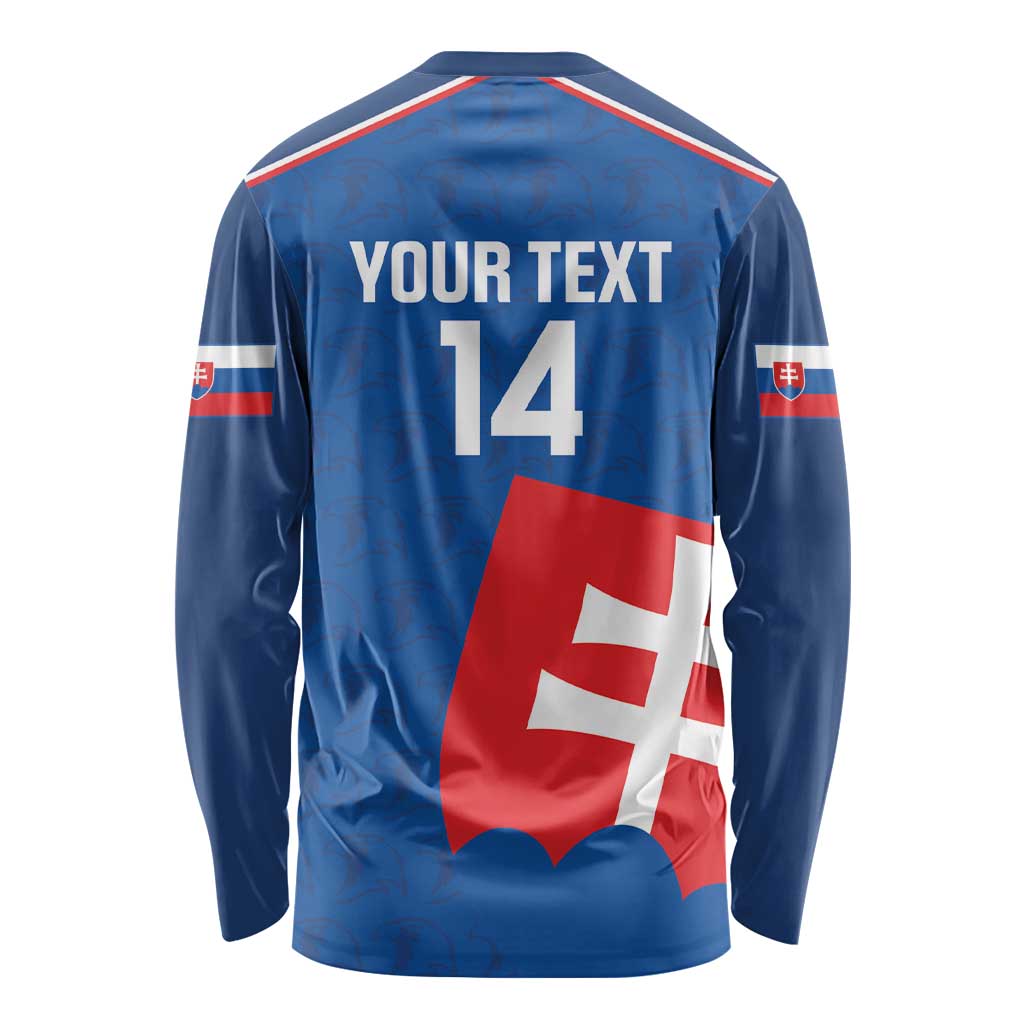Custom Slovakia Football Long Sleeve Shirt Come On Sokoli Falcon Pattern