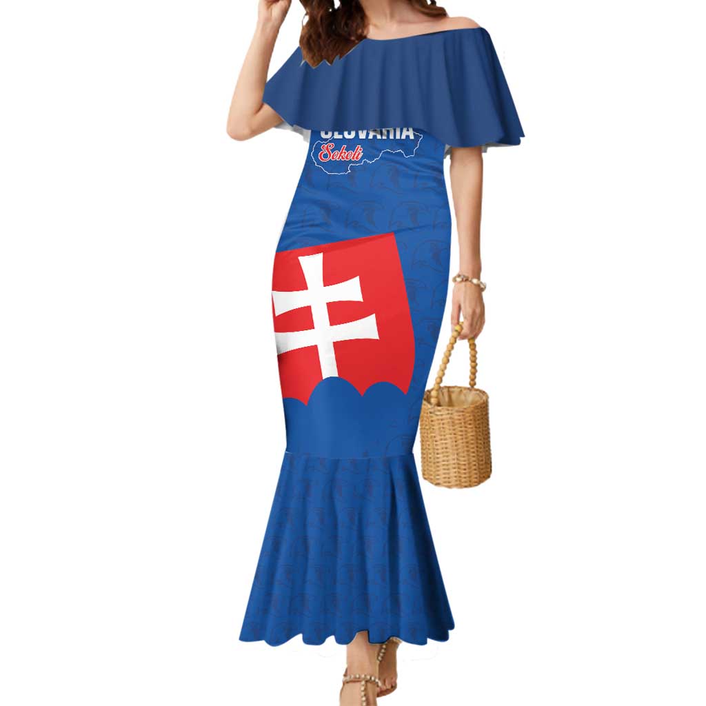 Custom Slovakia Football Mermaid Dress Come On Sokoli Falcon Pattern