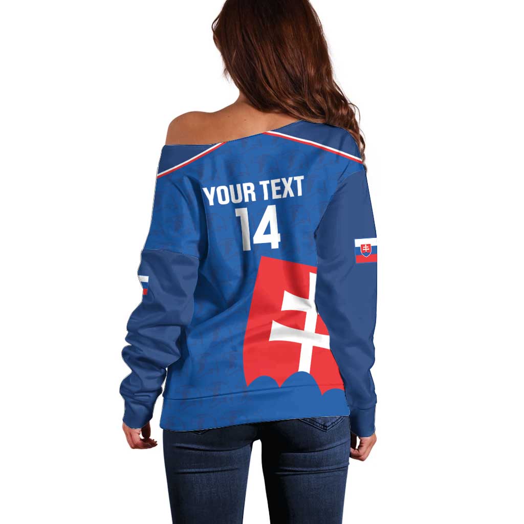 Custom Slovakia Football Off Shoulder Sweater Come On Sokoli Falcon Pattern