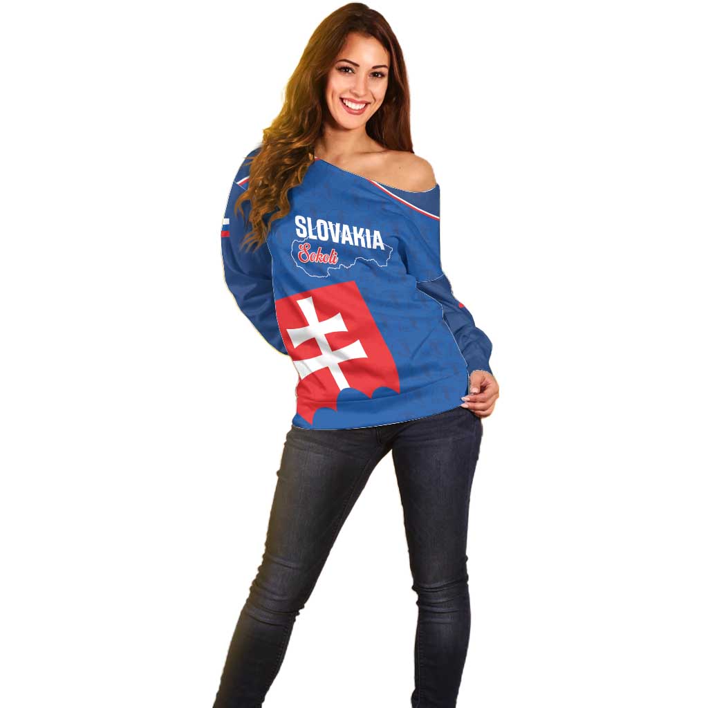 Custom Slovakia Football Off Shoulder Sweater Come On Sokoli Falcon Pattern