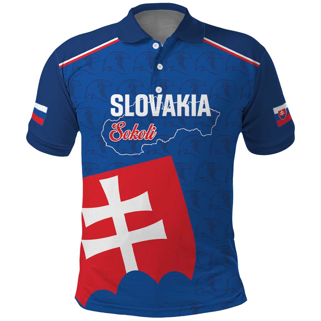 Custom Slovakia Football Polo Shirt Come On Sokoli Falcon Pattern