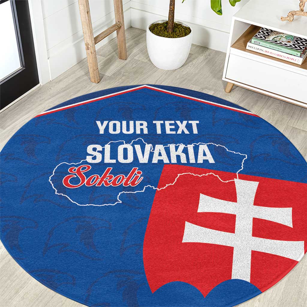 Custom Slovakia Football Round Carpet Come On Sokoli Falcon Pattern