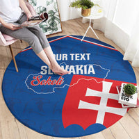 Custom Slovakia Football Round Carpet Come On Sokoli Falcon Pattern