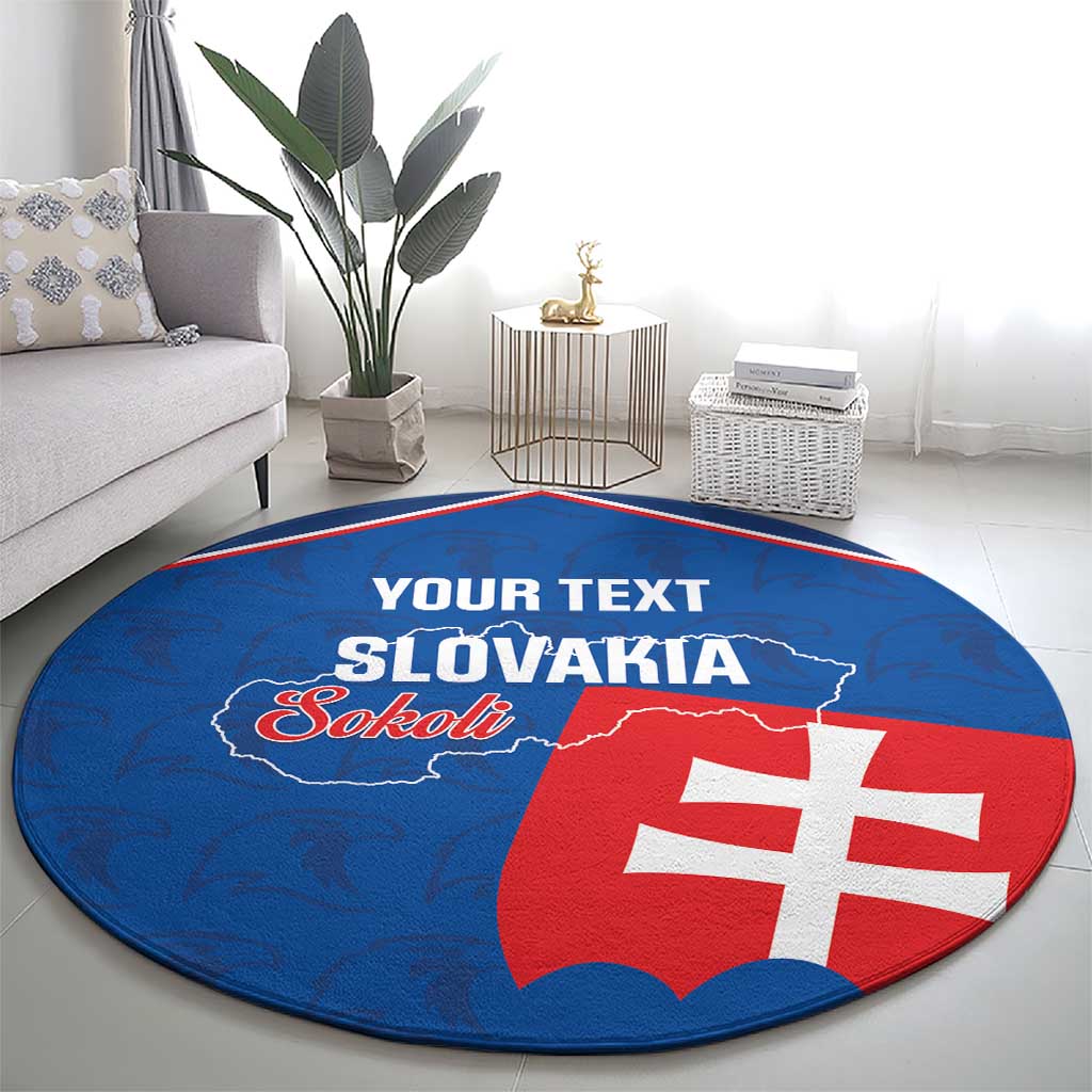 Custom Slovakia Football Round Carpet Come On Sokoli Falcon Pattern