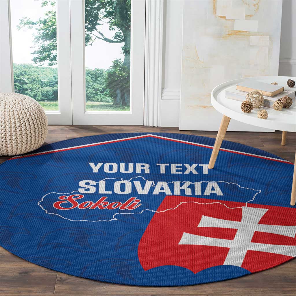 Custom Slovakia Football Round Carpet Come On Sokoli Falcon Pattern