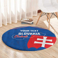 Custom Slovakia Football Round Carpet Come On Sokoli Falcon Pattern