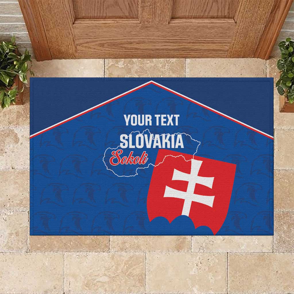 Custom Slovakia Football Rubber Doormat Come On Sokoli Falcon Pattern