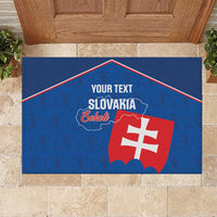 Custom Slovakia Football Rubber Doormat Come On Sokoli Falcon Pattern