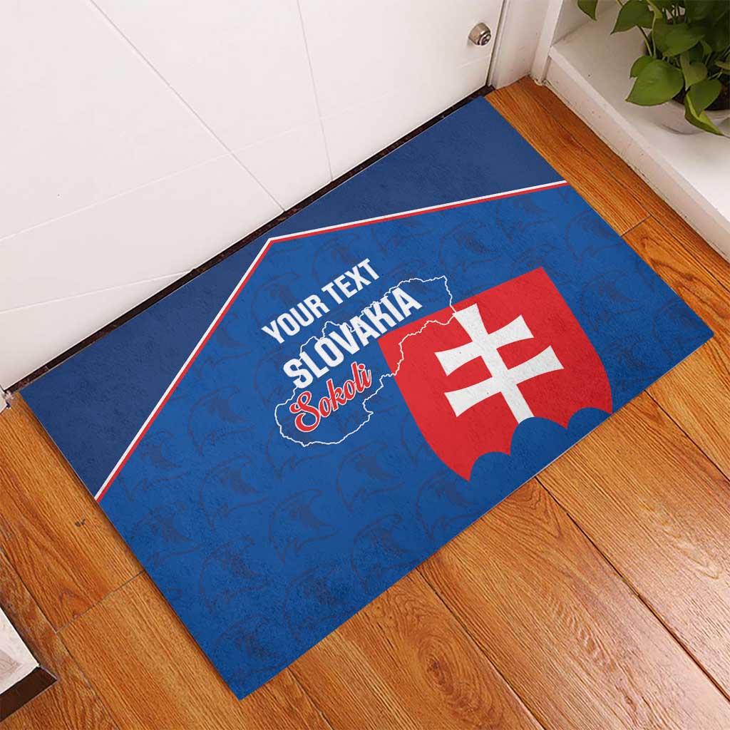 Custom Slovakia Football Rubber Doormat Come On Sokoli Falcon Pattern