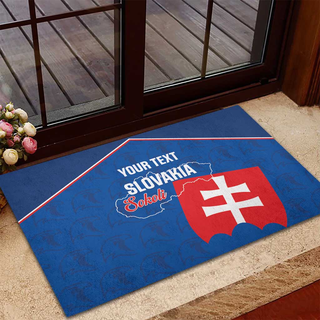 Custom Slovakia Football Rubber Doormat Come On Sokoli Falcon Pattern