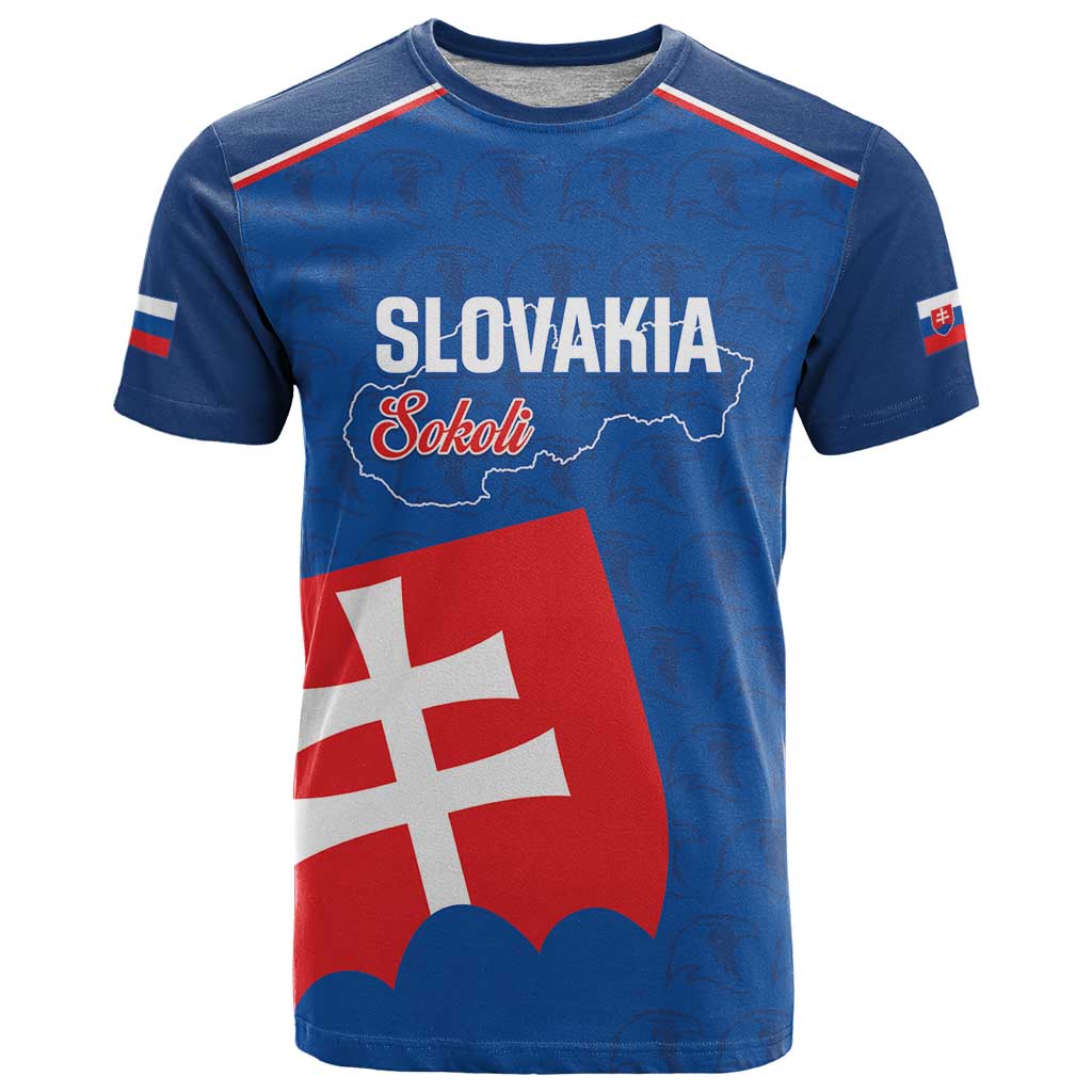Custom Slovakia Football T Shirt Come On Sokoli Falcon Pattern