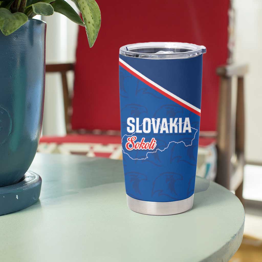 Custom Slovakia Football Tumbler Cup Come On Sokoli Falcon Pattern