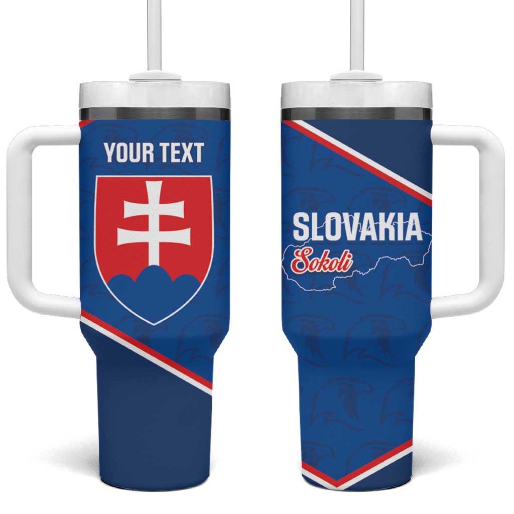Custom Slovakia Football Tumbler With Handle Come On Sokoli Falcon Pattern