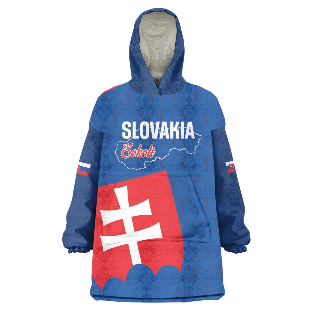 Custom Slovakia Football Wearable Blanket Hoodie Come On Sokoli Falcon Pattern