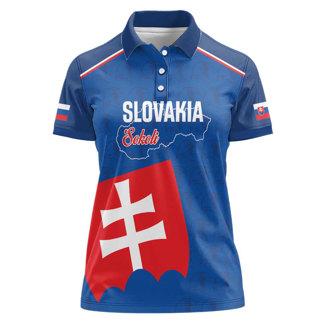 Custom Slovakia Football Women Polo Shirt Come On Sokoli Falcon Pattern