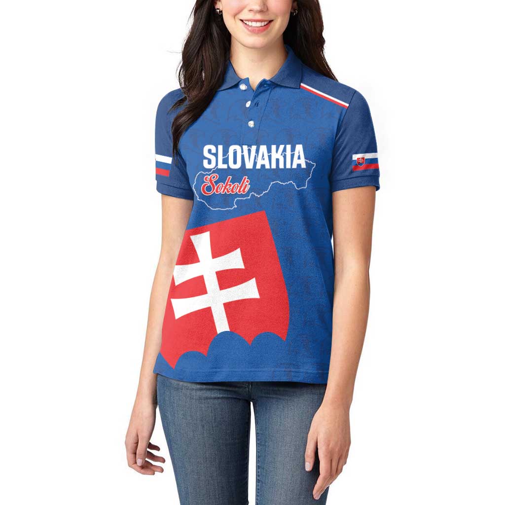 Custom Slovakia Football Women Polo Shirt Come On Sokoli Falcon Pattern