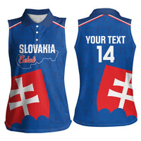 Custom Slovakia Football Women Sleeveless Polo Shirt Come On Sokoli Falcon Pattern