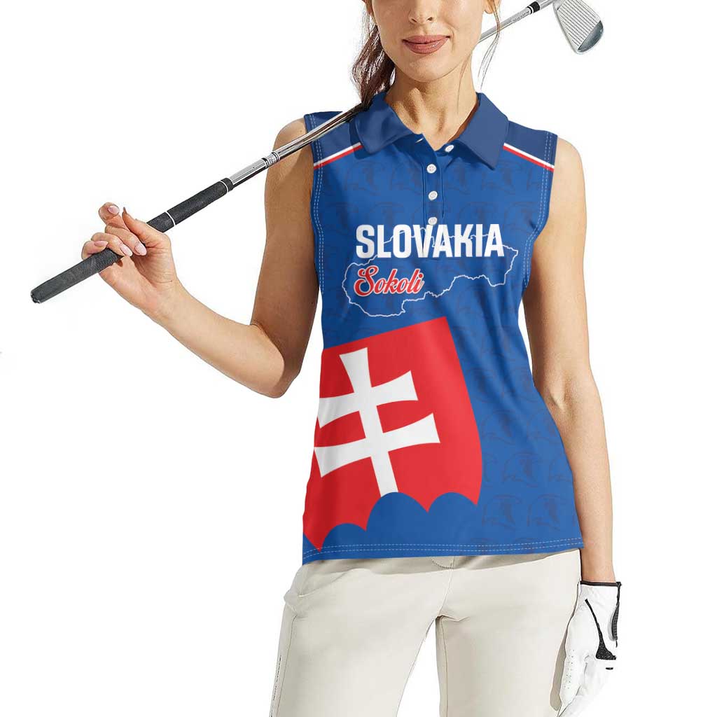 Custom Slovakia Football Women Sleeveless Polo Shirt Come On Sokoli Falcon Pattern