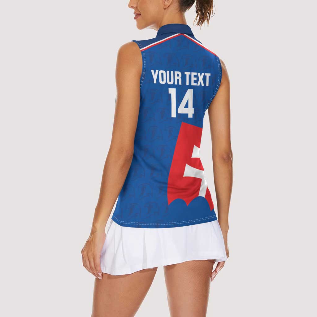 Custom Slovakia Football Women Sleeveless Polo Shirt Come On Sokoli Falcon Pattern