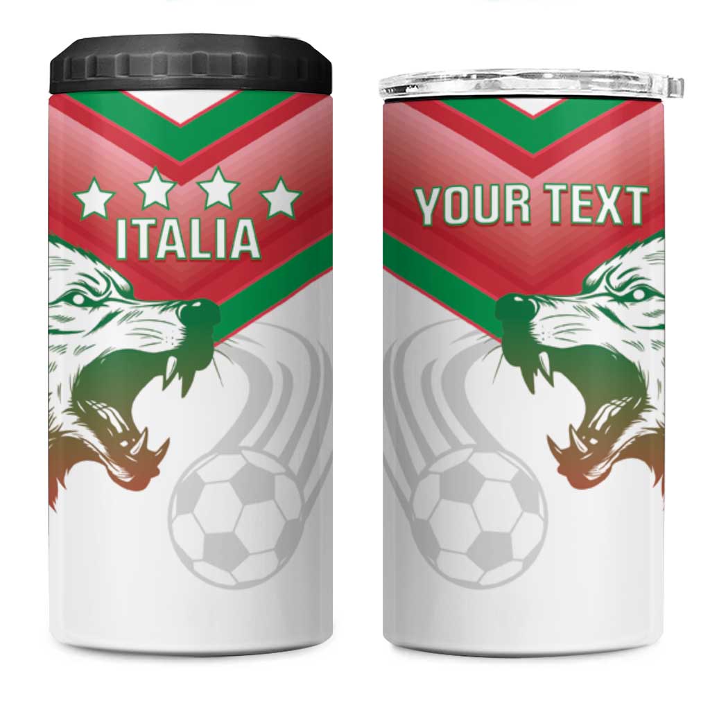 Custom Italy Football 4 in 1 Can Cooler Tumbler Go Gli Azzurri Italian Wolf