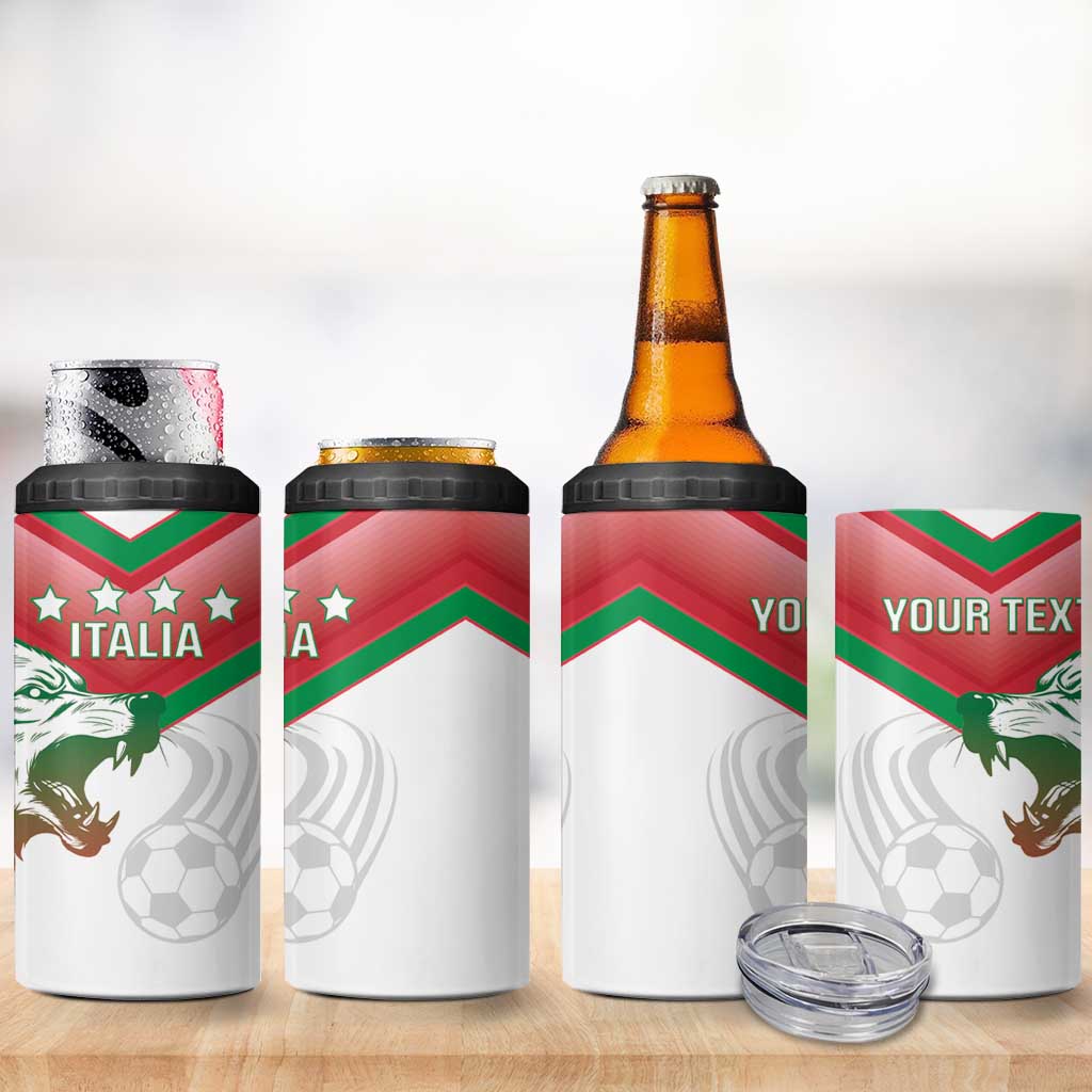 Custom Italy Football 4 in 1 Can Cooler Tumbler Go Gli Azzurri Italian Wolf