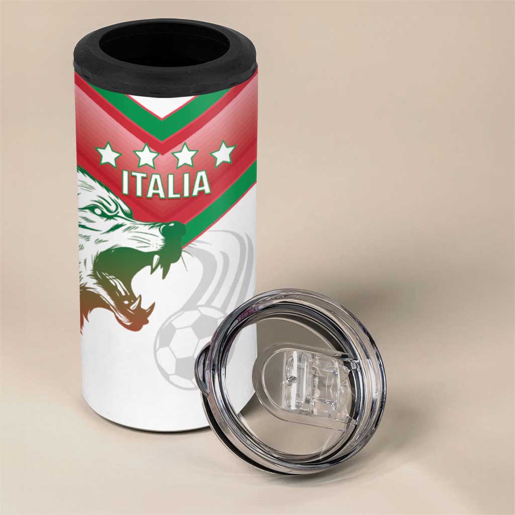 Custom Italy Football 4 in 1 Can Cooler Tumbler Go Gli Azzurri Italian Wolf