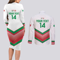 Custom Italy Football Couples Matching Long Sleeve Bodycon Dress and Long Sleeve Button Shirt Go Gli Azzurri Italian Wolf